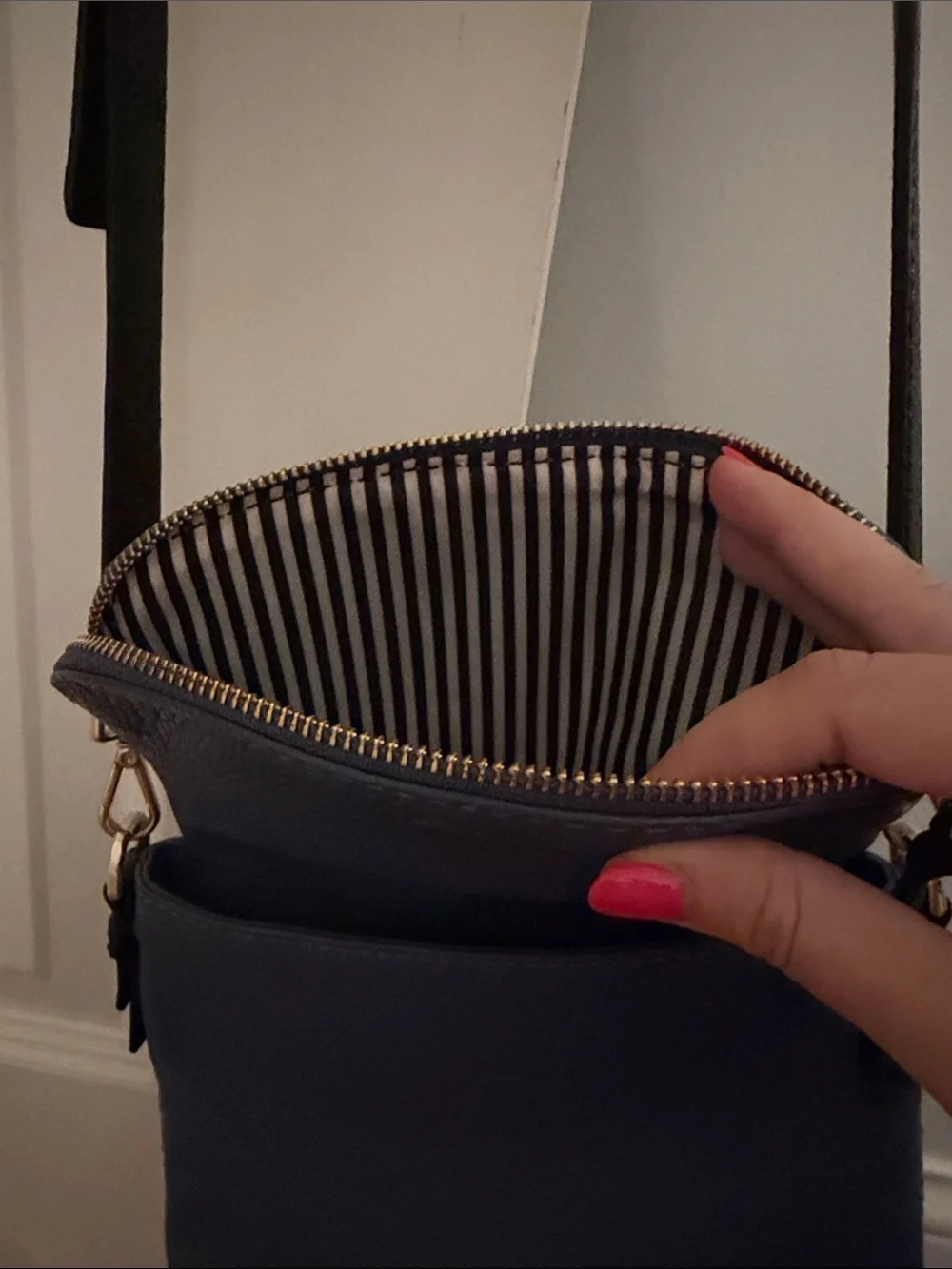 kate spade Two-Tone Beige and Navy Leather Crossbody